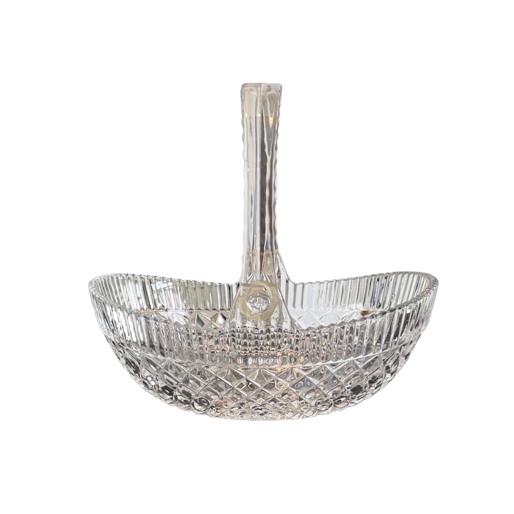 Mikasa Crystal Clear Pressed Basket Plastic Handle - Vintage Home Decor Japan